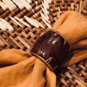 {SET of 6} Vintage Napkin Rings! Boho Woven Brown